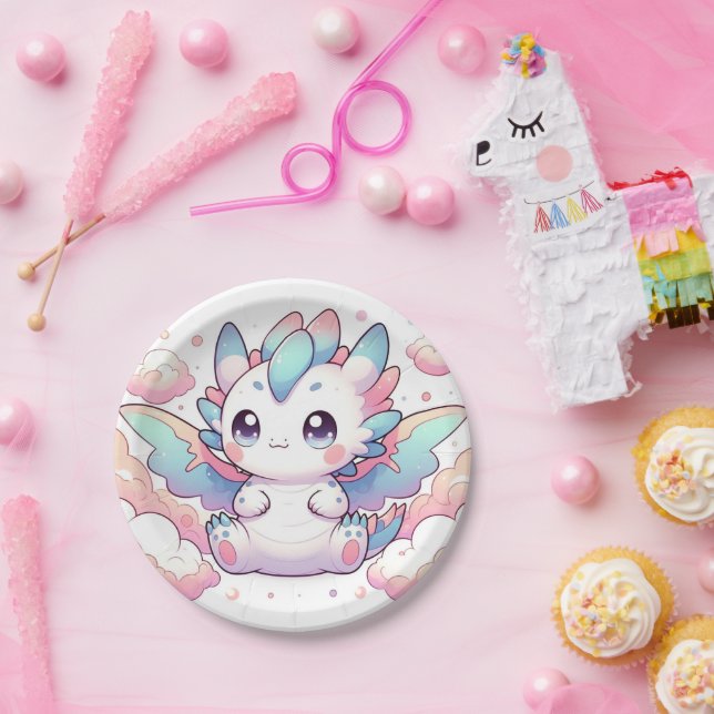 Fiery Dragon Baby Shower Paper Plate (Party)