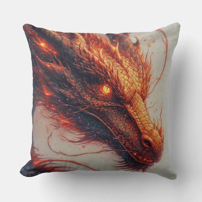 🐉 Fiery Dragon Energy Mythic Power Design 🔥 Throw Pillow (Front)