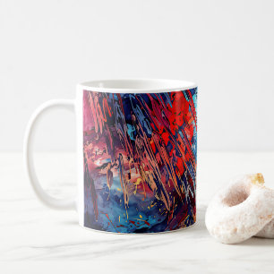 Fiery Drift Blue Red Contemporary Abstract Art Coffee Mug
