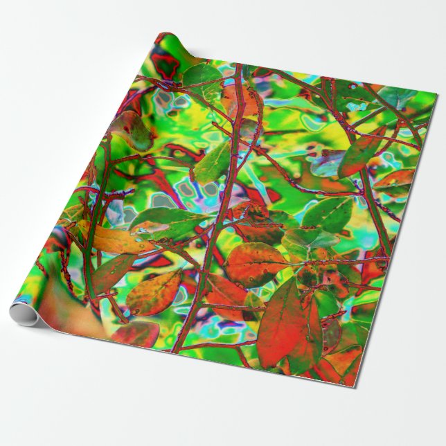 Fiery Fall Leaves Wrapping Paper (Unrolled)