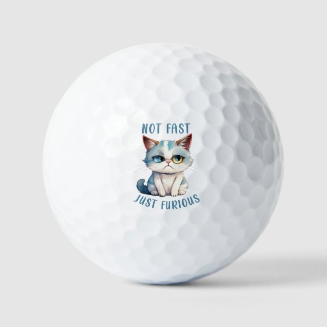 Fiery Feline Spirit – Sassy Angry Cat Design Golf Balls (Front)