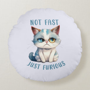 Fiery Feline Spirit – Sassy Angry Cat Design Round Pillow