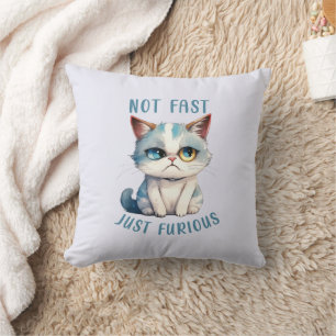 Fiery Feline Spirit – Sassy Angry Cat Design Throw Pillow