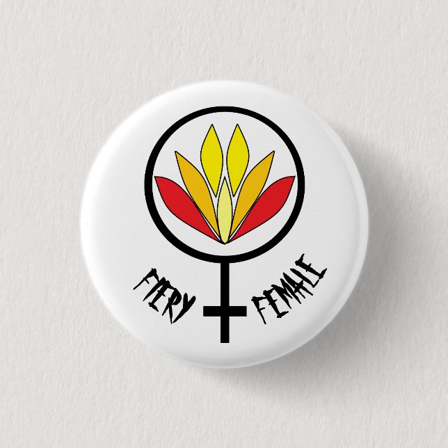 Fiery Female 1 Inch Round Button (Front)