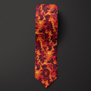 Fiery Fluorescent Lava Abstract Tie