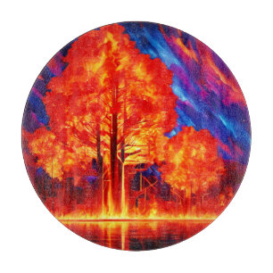 Fiery Forest Ablaze in Vivid Colours Cutting Board