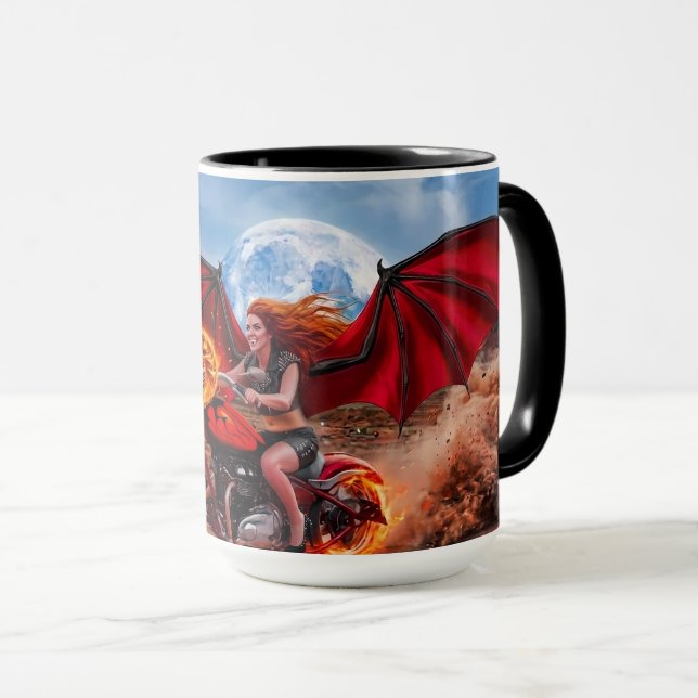 Fiery Foxlla Vampire Biker Babe Mug (Front Right)