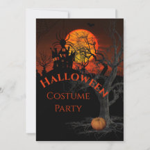 Fiery Full Moon Halloween Party Invitation