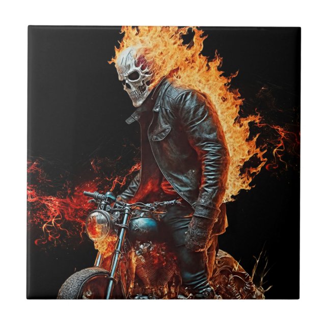 Fiery Ghost Rider – A Thrill of Dynamic Energy on Tile (Front)