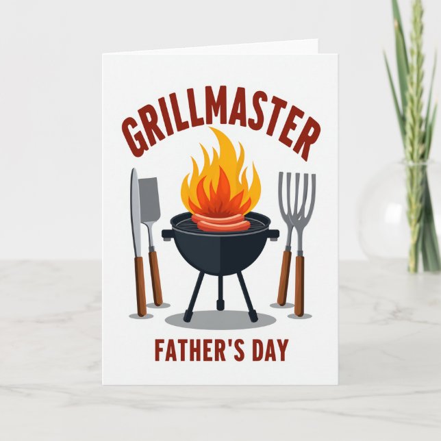 Fiery Grill Fathers Day Icon Card (Front)