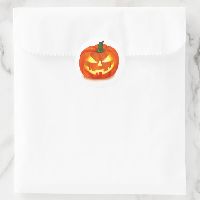 Fiery Grin Halloween Jack-O-Lantern Classic Round Sticker (Bag)