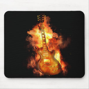 Fiery guitar mouse pad