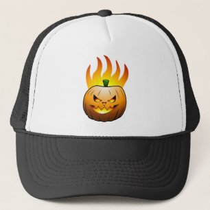 Fiery Halloween Night with Jack O'lantern Trucker Hat