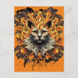 Fiery Inferno Cat Postcard