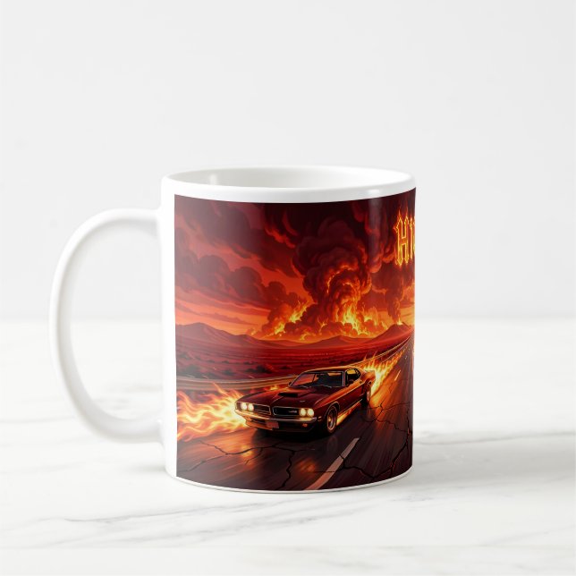 Fiery Inferno Road Rebel Rock Journey Mug (Left)
