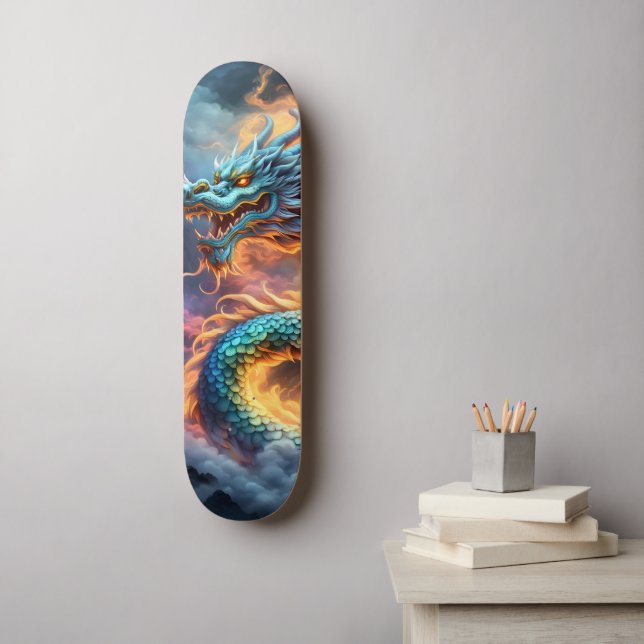 Fiery Japanese Dragon Skateboard (Wall Art)