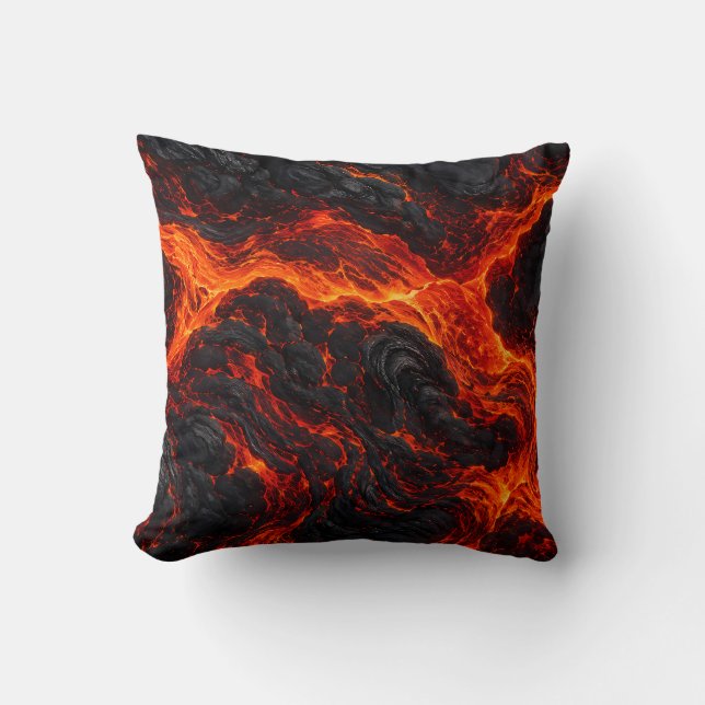 Fiery Lava Flow Throw Pillow (Front)