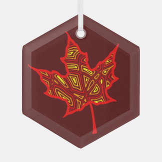 Fiery Leaf Balloon Glass Ornament