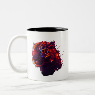Fiery Lion Head Two-Tone Coffee Mug