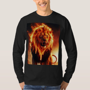 Fiery Lion T-Shirt For Men Flaming Lion