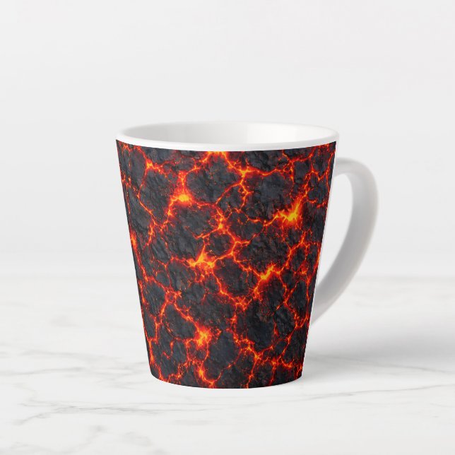 Fiery Magma Pattern Latte Mug (Right Angle)