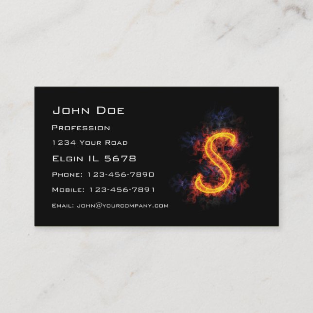 Fiery Monogram S Business Card (Front)