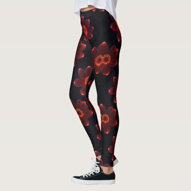 Fiery Neon Blossom Leggings (Left)
