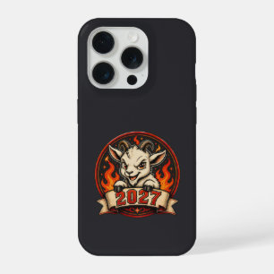 Fiery New Year 2027 Cute Cartoon Goat Mascot Graph iPhone 15 Pro Case