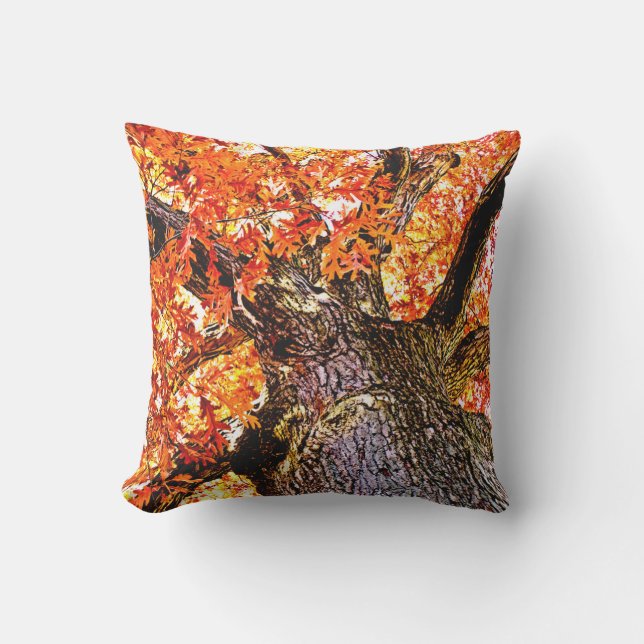 Fiery Oak Throw Pillow (Front)