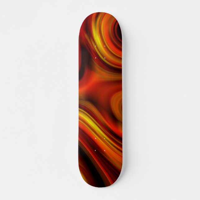 Fiery Orange and Yellow Pattern Skateboard (Front)