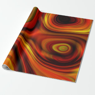 Fiery Orange and Yellow Swirly Pattern Wrapping Paper