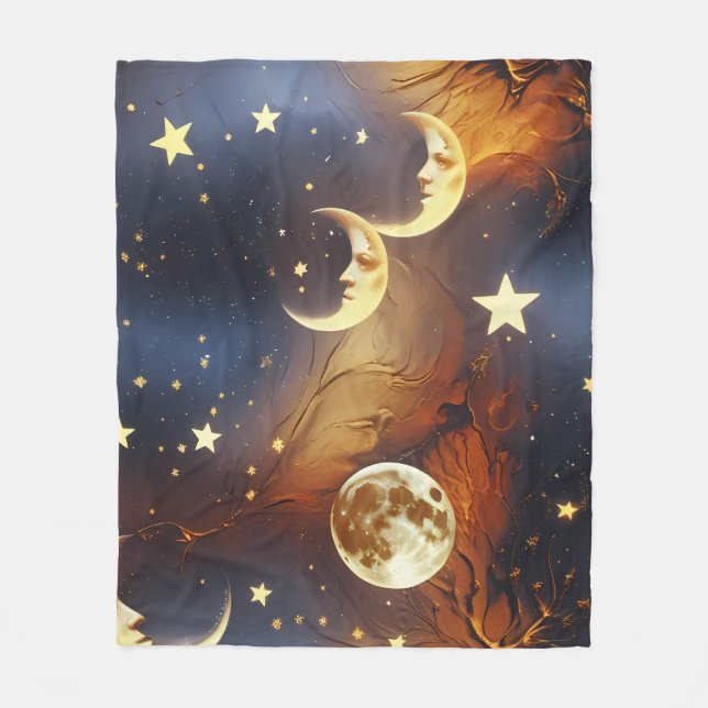 Fiery Orange Celestial Moon Blanket – Luxury Seaml (Front)
