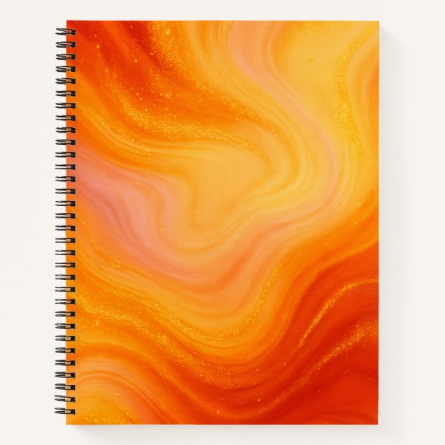 Fiery Orange Gold Marble Notebook (Front)