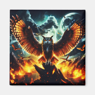 Fiery Owl Moonrise Magnet