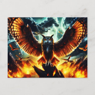 Fiery Owl Moonrise Postcard