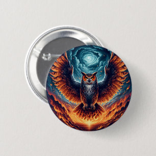 Fiery Owl Phoenix Ascension 2 Inch Round Button