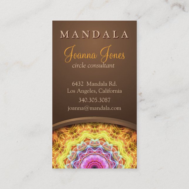 Fiery Passion Holistic Mandala Business Card (Back)