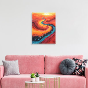 Fiery Path – Vibrant Abstract Sunset Landscape Canvas Print