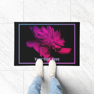 Fiery Peony Flower Personalized  Doormat