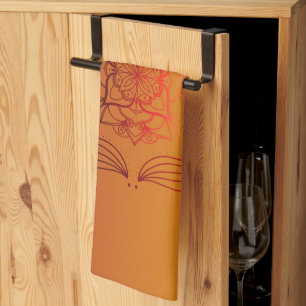 Fiery Petal Harmony – Radiant Nature Art Kitchen Towel