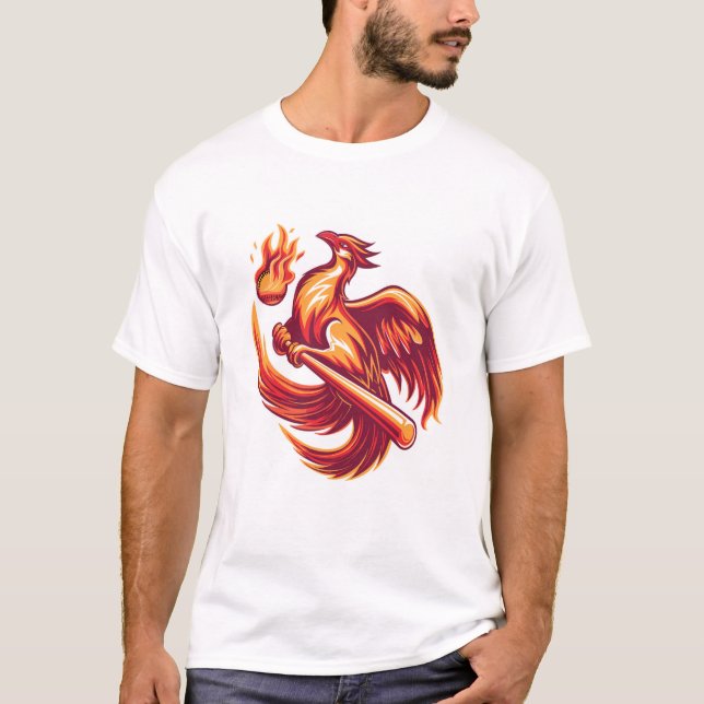 Fiery Phoenix Baseball T-Shirt (Front)