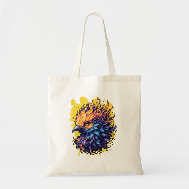 Fiery Phoenix Bird Art Tote Bag (Front)