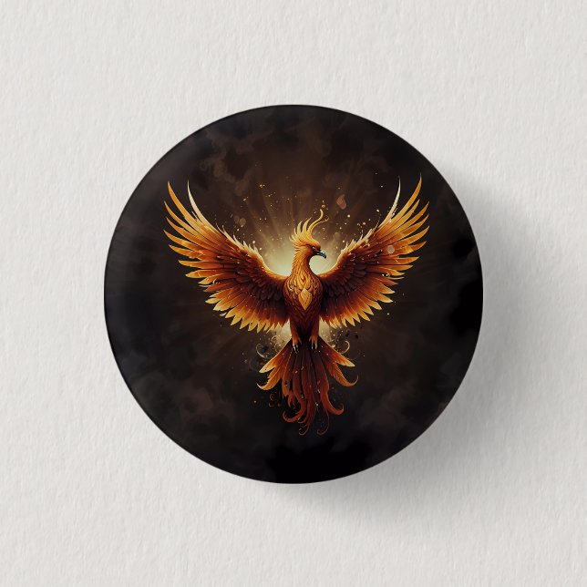 Fiery Phoenix Cushion 1 Inch Round Button (Front)