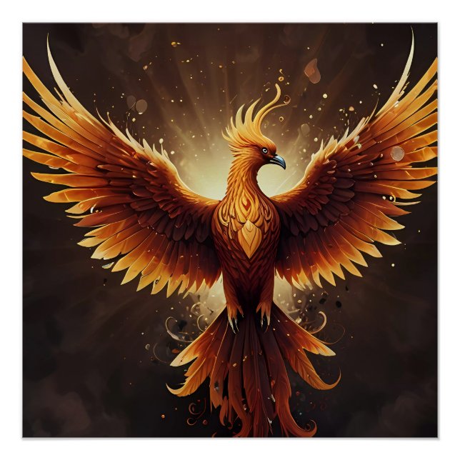Fiery Phoenix Cushion Poster (Front)