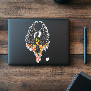 Fiery Phoenix Rising Firebird Black Tribal Flames