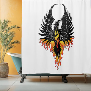Fiery Phoenix Rising Firebird Black Tribal Flames