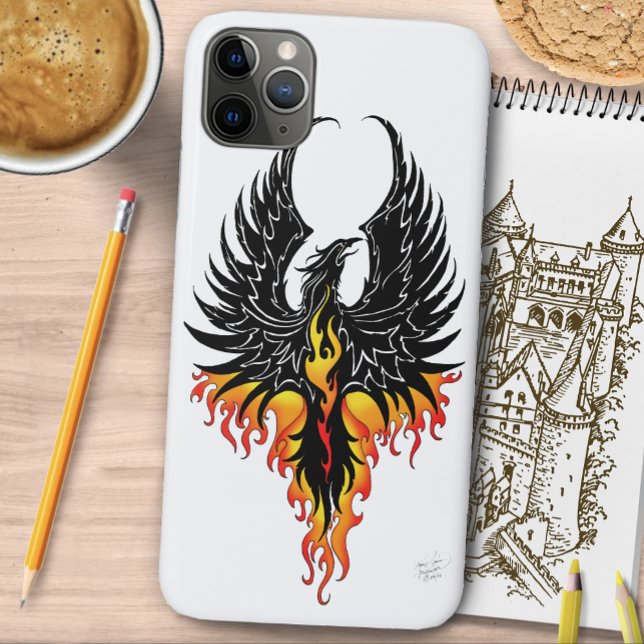 Fiery Phoenix Rising Firebird Black Tribal Flames Case-Mate iPhone Case (Creator Uploaded)