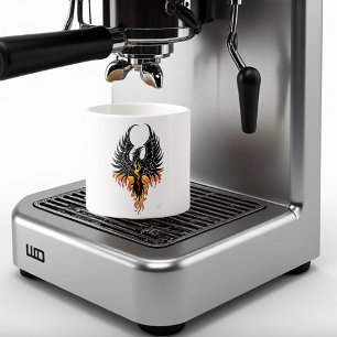 Fiery Phoenix Rising Firebird Black Tribal Flames Espresso Cup