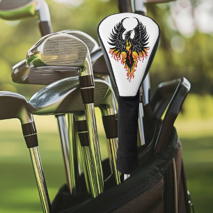 Fiery Phoenix Rising Firebird Black Tribal Flames Golf Head Cover