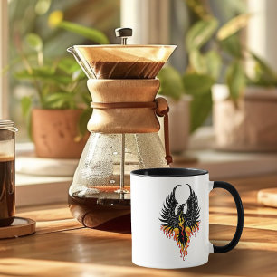 Fiery Phoenix Rising Firebird Black Tribal Flames Mug